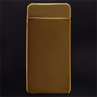 Импульсная зажигалка двойная дисплей сбоку Золотая глянцевая