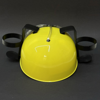 Каска под банки желтая "Делу время, а пиво щас"