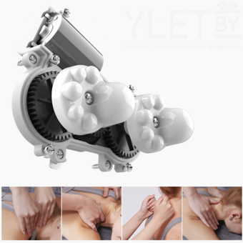 Подушка-подголовник U-образная с массажером, USB-подзарядка (синий)