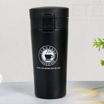Термокружка Tomotree cafe style 380 мл Черная