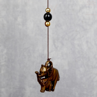 Музыка ветра металл "Семейство слонов" 3 колокольчика 1 фигурка 38 см