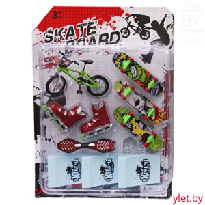 Фингерборд набор: Роллерсерф, Фингер велосипед 3 пальчиковых скейтбордов, ролики, трамплин