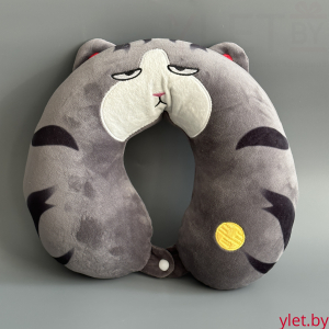 Подушка для шеи, в дорогу, для путешествий U-образная "Кот"