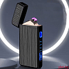 Зажигалка импульсная двойная Lighter фактурная ЧЕРНАЯ вертикальные полосы