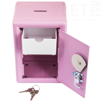 Копилка сейф с ключом Радио ретро Розовая