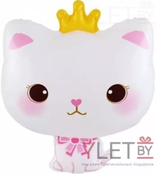 Шар (24''/61 см) Фигура, Котенок Принцесса, Белый