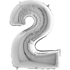 Шар (40''/102 см) Цифра, 2, Серебро