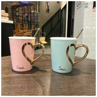 Кружка с ложкой Для любимых №2 зеленая