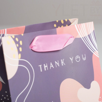 Пакет ламинированный квадратный Thank you, 14 × 14 × 9 см