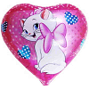 Шар (18"/46 см) Сердце, Кошка с бантиком