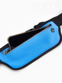 Сумка поясная "Ультра" на молнии, 24*0,3*10 см, светоотражающие элементы, синий