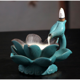 Подставка для благовоний «Лотос совершенства», набор благовоний конусы, стелющийся дым, 10×14×14 см, с подсветкой