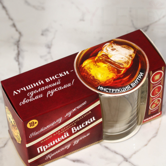 Подарочный набор для приготовления настойки «Пряный виски»: набор трав и специй 19 г., стакан 250 мл., камни 4 шт.