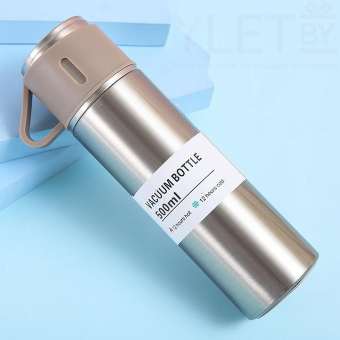 Набор Термос 500 мл и 3 чашки Бежевый