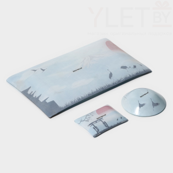 Набор для суши из стекла «Журавль», 3 предмета: соусники 8×2 см, 8×6 см, подставка 25×15×2 см