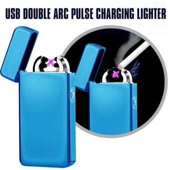 Импульсная зажигалка двойная  Lighter синяя