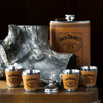 Набор фляжка и стопки Jack Daniels коричневый