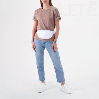 Сумка поясная "Anti social" на молнии, 32* 8*15 см, белый