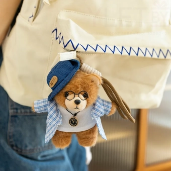 Брелок плюшевый Мишка Паддингтон 14 см (Paddington) в джинсовой панаме