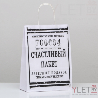 Пакет подарочный с приколами Счастливый пакет, 24 х 10,5 х 32 см