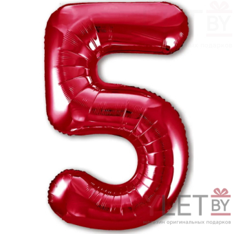 Шар (40"/102 см) Цифра, 5, Красный