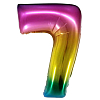 Шар (34''/86 см) Цифра, 7, Радужный, Градиент