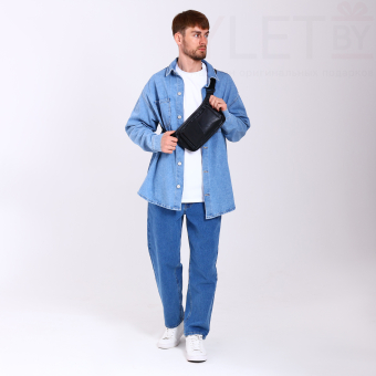 Сумка поясная на молнии "Люкс", 37*4*15 см, 3 наружных кармана, черный