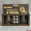Набор для виски Premium “ Пей виски только это и умеешь ” (2 стакана + 6 камней + 2 подставки )