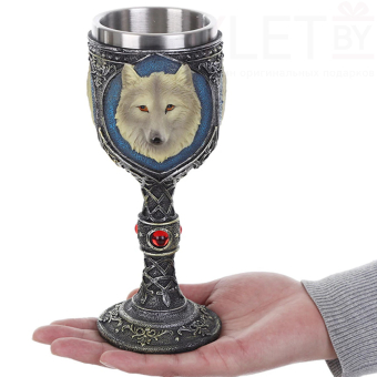 Бокал на ножке  металлический Волк