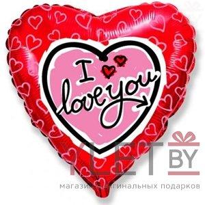 Шар (18''/46 см) Сердце, Я люблю тебя. Сердечки, Красный