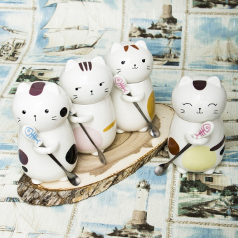 Кружка Кот с ложкой №1 розовый