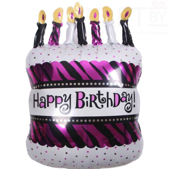 Шар (31"/79 см) Фигура, Торт со свечками, Розовый