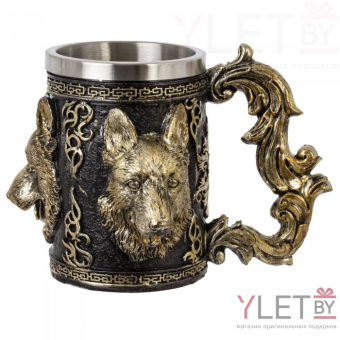 Кружка "Волк" (металл внутри), черная