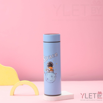 Термос с датчиком температуры «Happy friends, space», blue (500 ml)