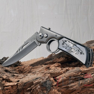 Нож металлический складной с отверстием для пальца