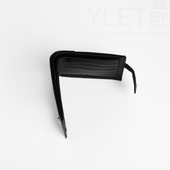 Портмоне мужское "Шик" на магните, отдел для купюр, для карт, для монет, цвет чёрный