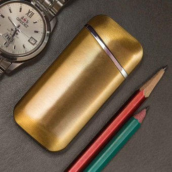 Импульсная зажигалка Lighter двойная индикатор сбоку Золото