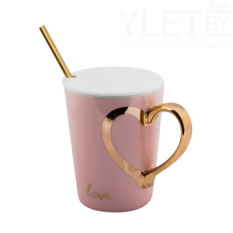 Кружка с ложкой Для любимых №1 розовая