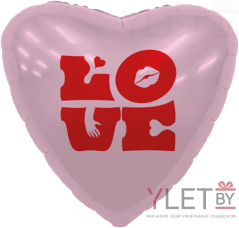 Шар (19''/48 см) Сердце, LOVE, Розовый любовь