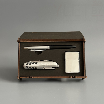 Подарочный набор " Самому сильному и надежном" (Ручка, бензиновая зажигалка, мультитул)