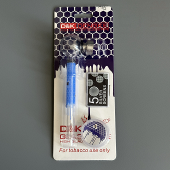 Курительный девайс стеклянная трубочка Соты с гриндером синий