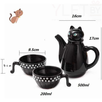 Заварник с чашками Кошка