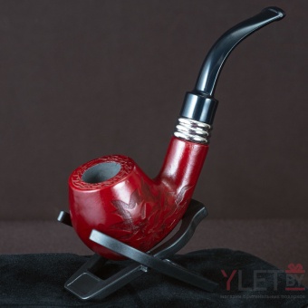 Трубка курительная с мешочком и подставкой Пламя f20060
