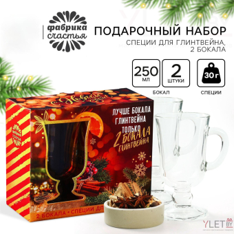 Набор для приготовления глинтвейна «Лучше глинтвейна»: специи 30 г, бокалы 250 мл, 2 шт.