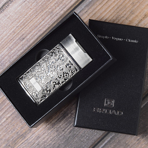 Зажигалка газовая турбо Broad Узоры Серебро
