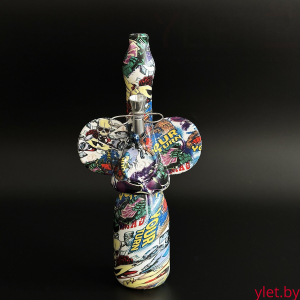 Бонг 25 см Monkey граффити WP012, стекло+силикон