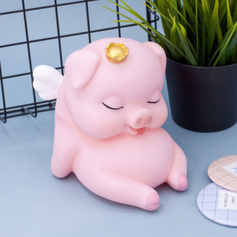Копилка "King pig", pink (14 см), пластик