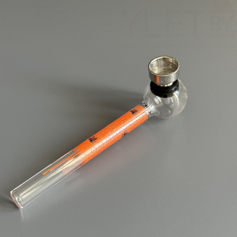 Курительный девайс стеклянная трубочка Соты с гриндером оранжевый