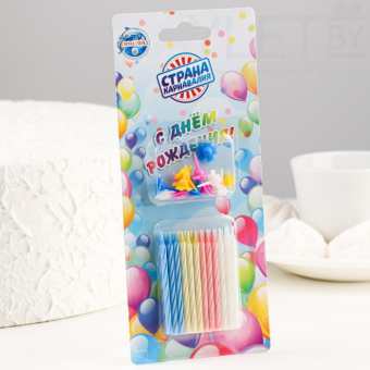 Свечи для торта Спираль, набор: 24 шт и 12 подставок