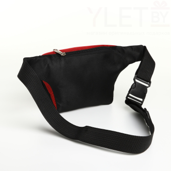 Сумка поясная "Спорт" на молнии, 32*8*13,5 см, 3 наружных кармана, цвет красный/чёрный